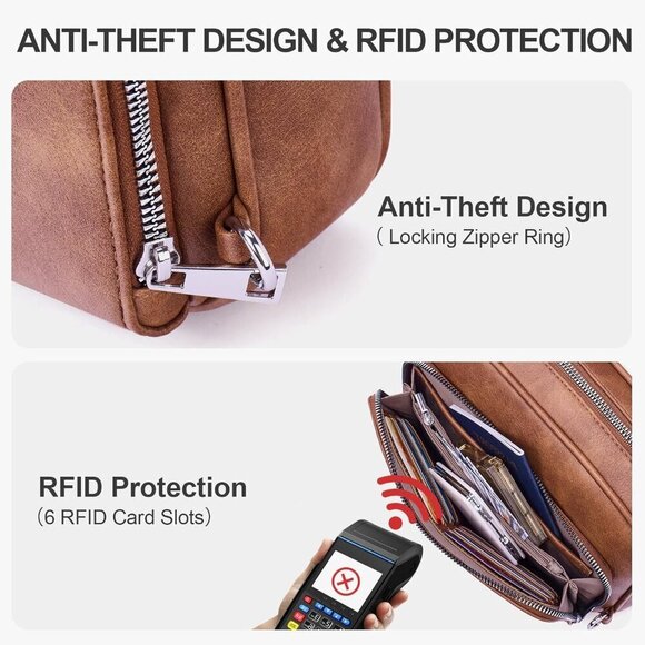 Vegan Leather Crossbody Purse Women Anti-Theft Travel Wallet Shoulder Bag